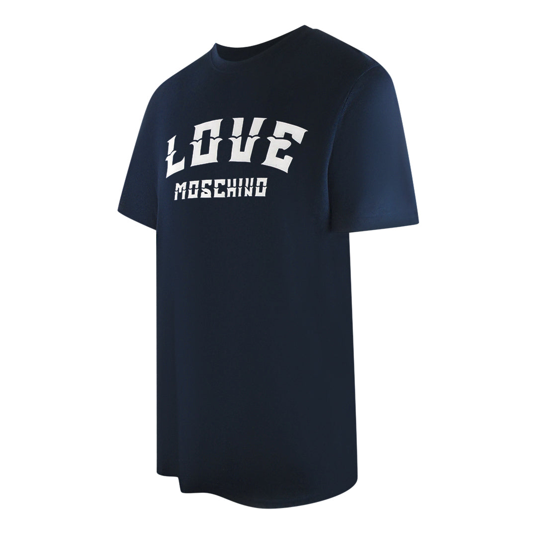 Love Moschino Bold Logo Navy Blue T-Shirt