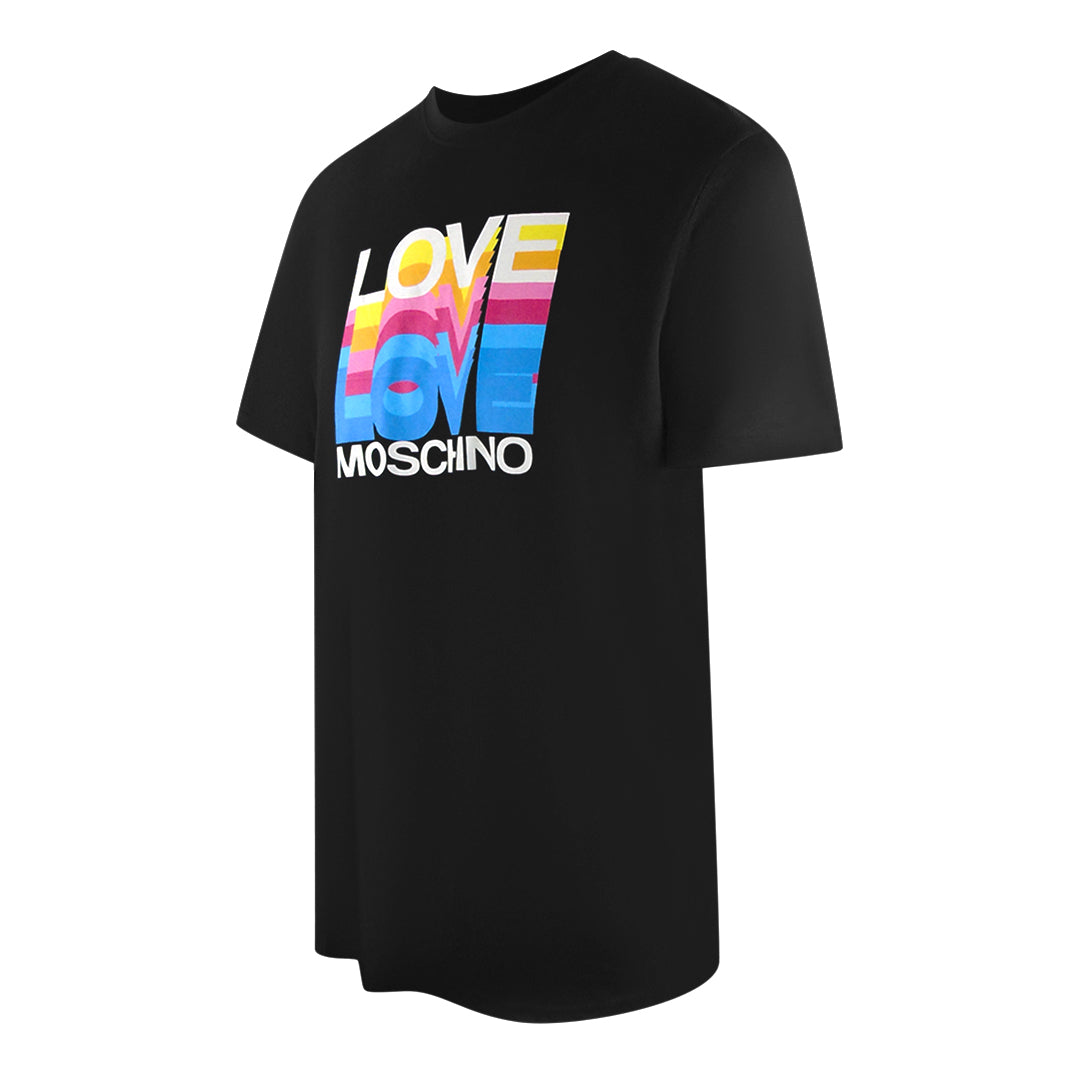 Love Moschino Multi Logo Black T-Shirt - Nova Clothing