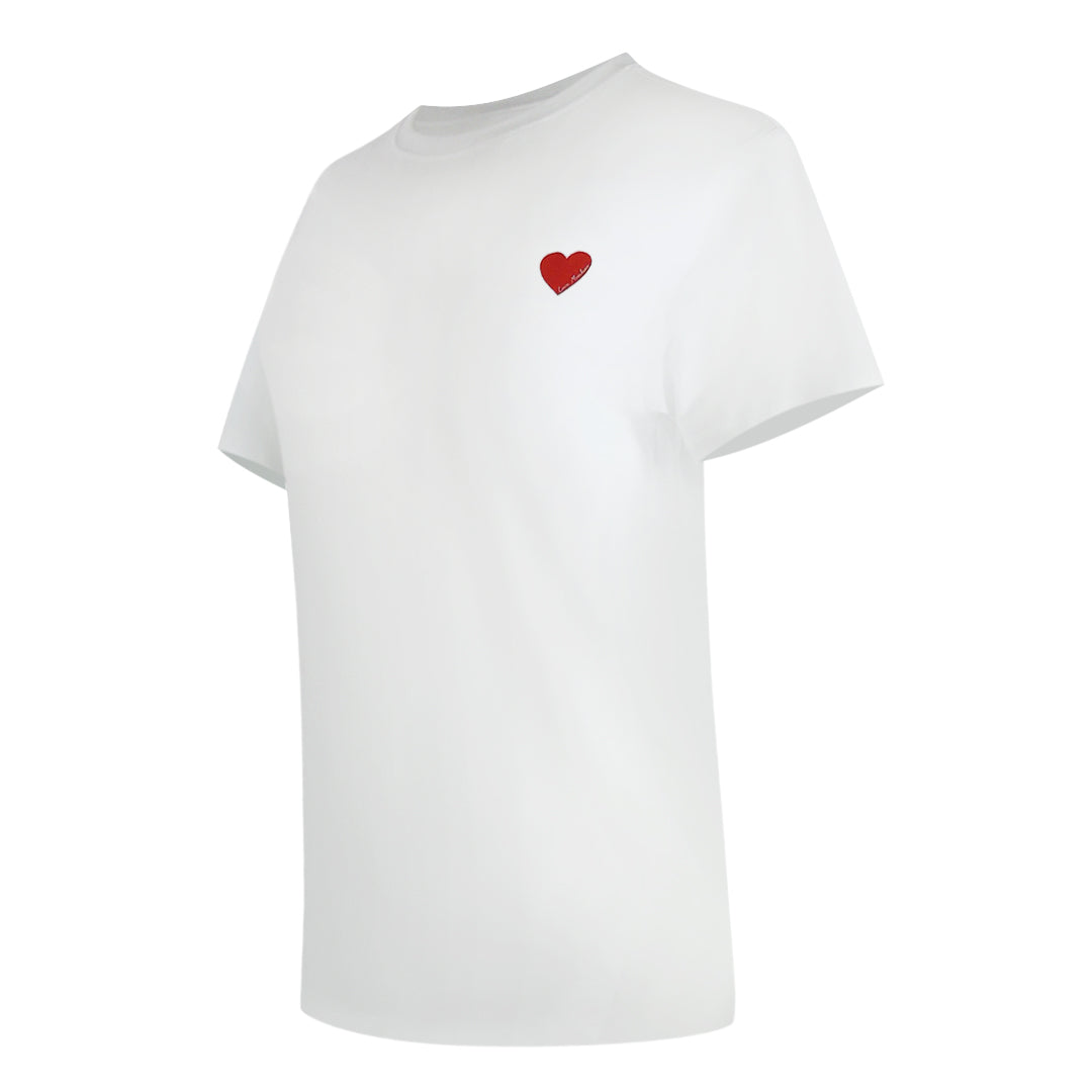 Love Moschino Small Red Heart Logo White T-Shirt