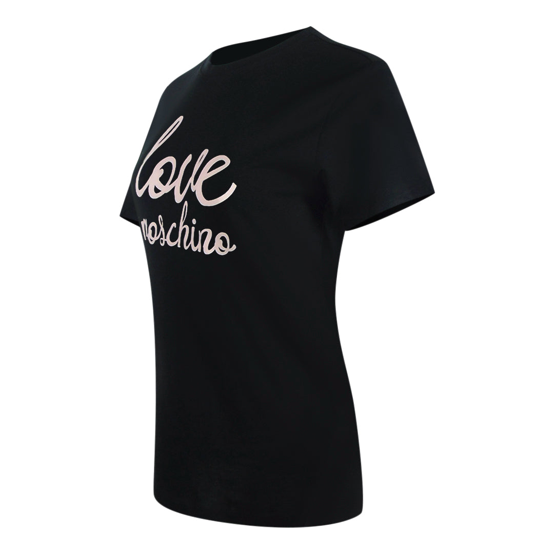 Love Moschino Cursive Logo Black T-Shirt