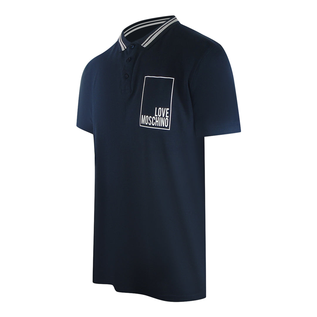 Love Moschino Navy Blue Polo Shirt Small White Box Logo