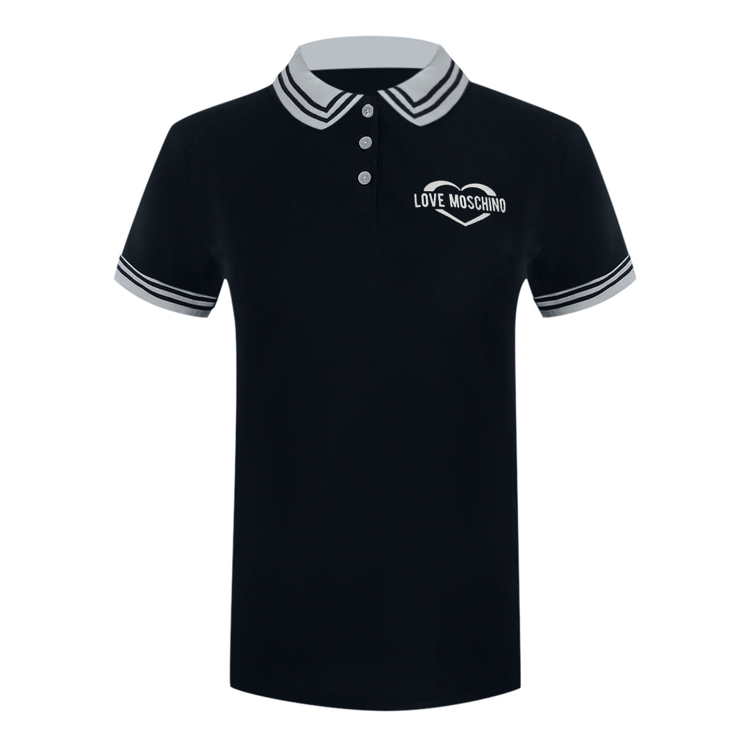 Love Moschino Navy Blue Polo Shirt Small Heart Logo