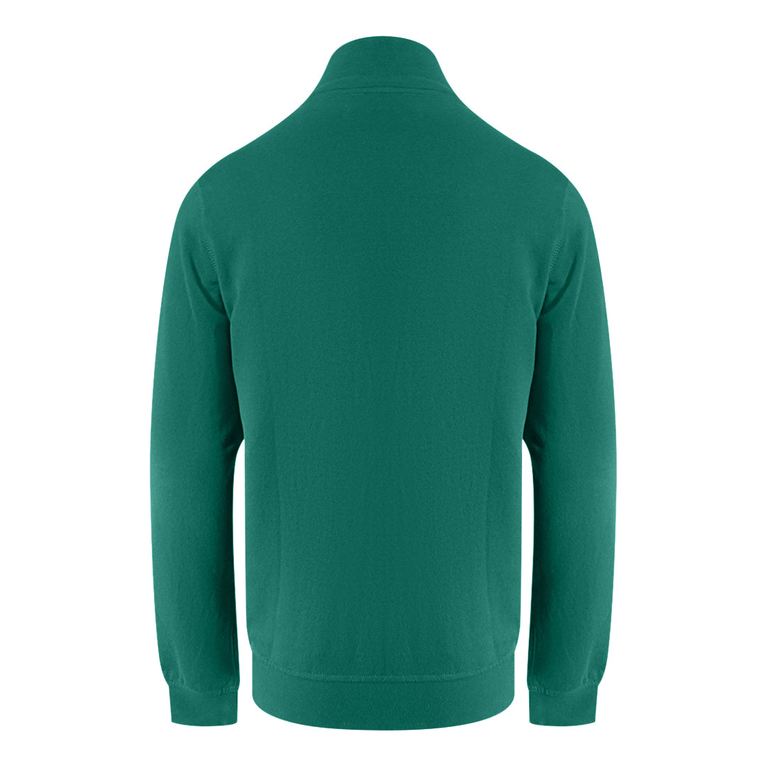 Aquascutum Active Small Logo Full Zip Mock Neck Hunter Green Fleece