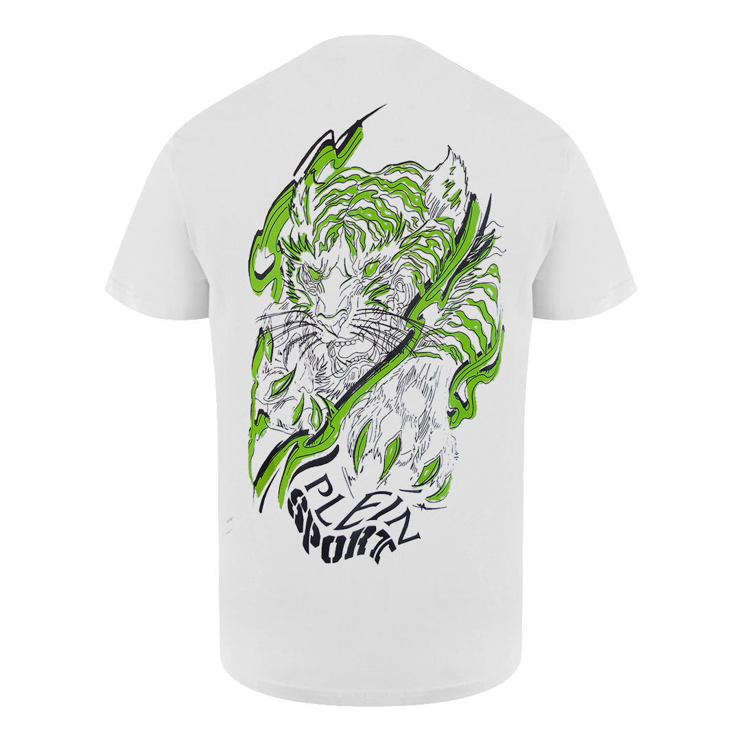 Plein Sport Tiger Fluo Logo Stretch White T-Shirt