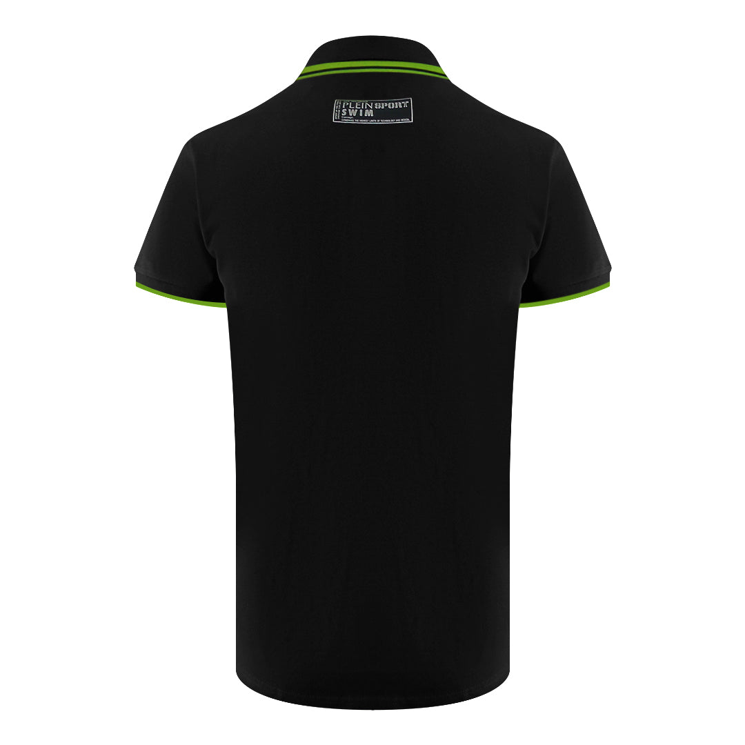 Plein Sport Performance Logo Stretch Black Polo Shirt