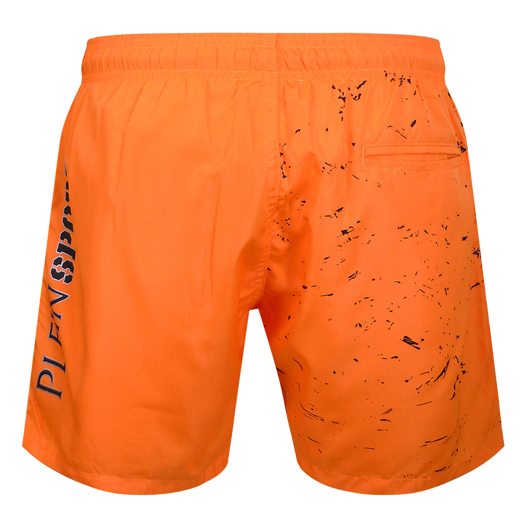 Plein Sport Water Tiger Logo Medium Boardshort Orange Swim Shorts