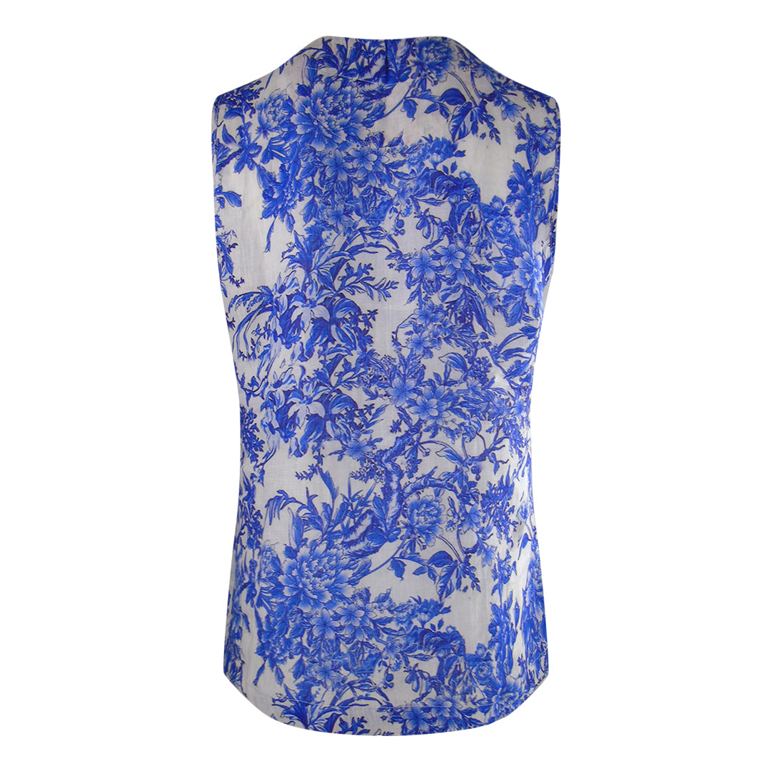 Inoa Fashion Blue Orchird Blue Floral Tank Top