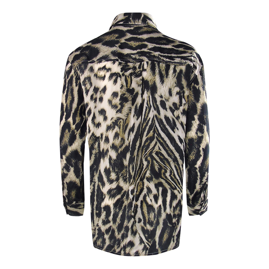 Inoa Fashion Siberia/1927 Brown Animal Print Collar Shirt Womens