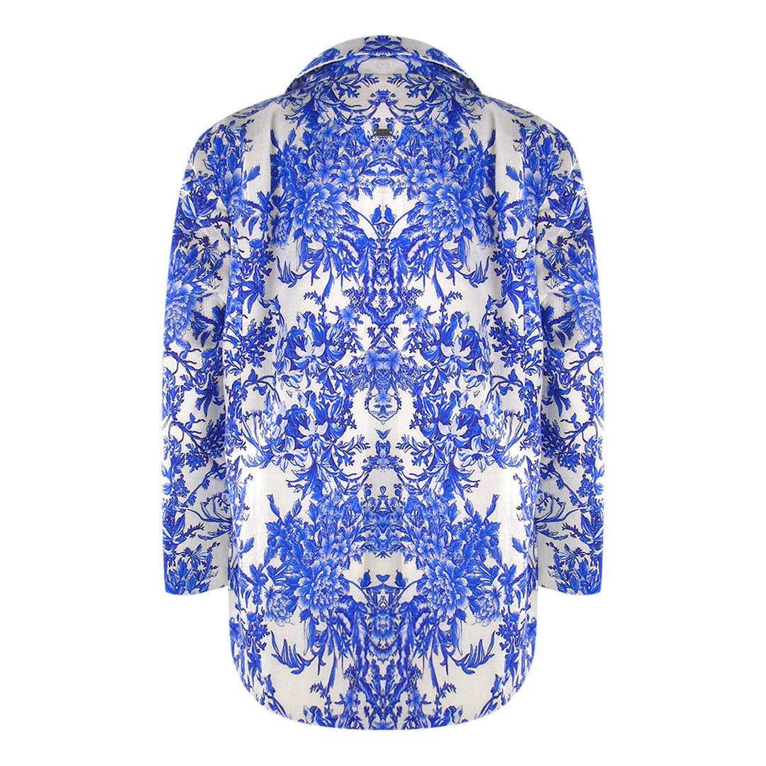 Inoa Fashion Blue Orchird Blue Floral Boyfriend Jacket
