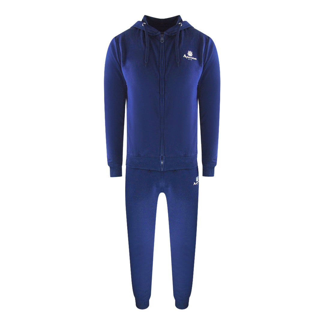 Aquascutum Navy Blue Zip-Up Hoodie And Track Pants Set