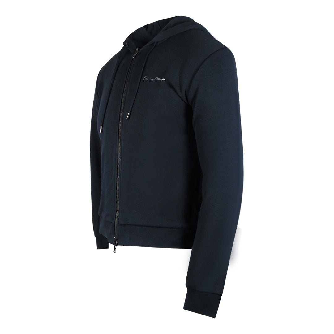 Emporio Armani Navy Blue Hooded Zip-Up Hoodie