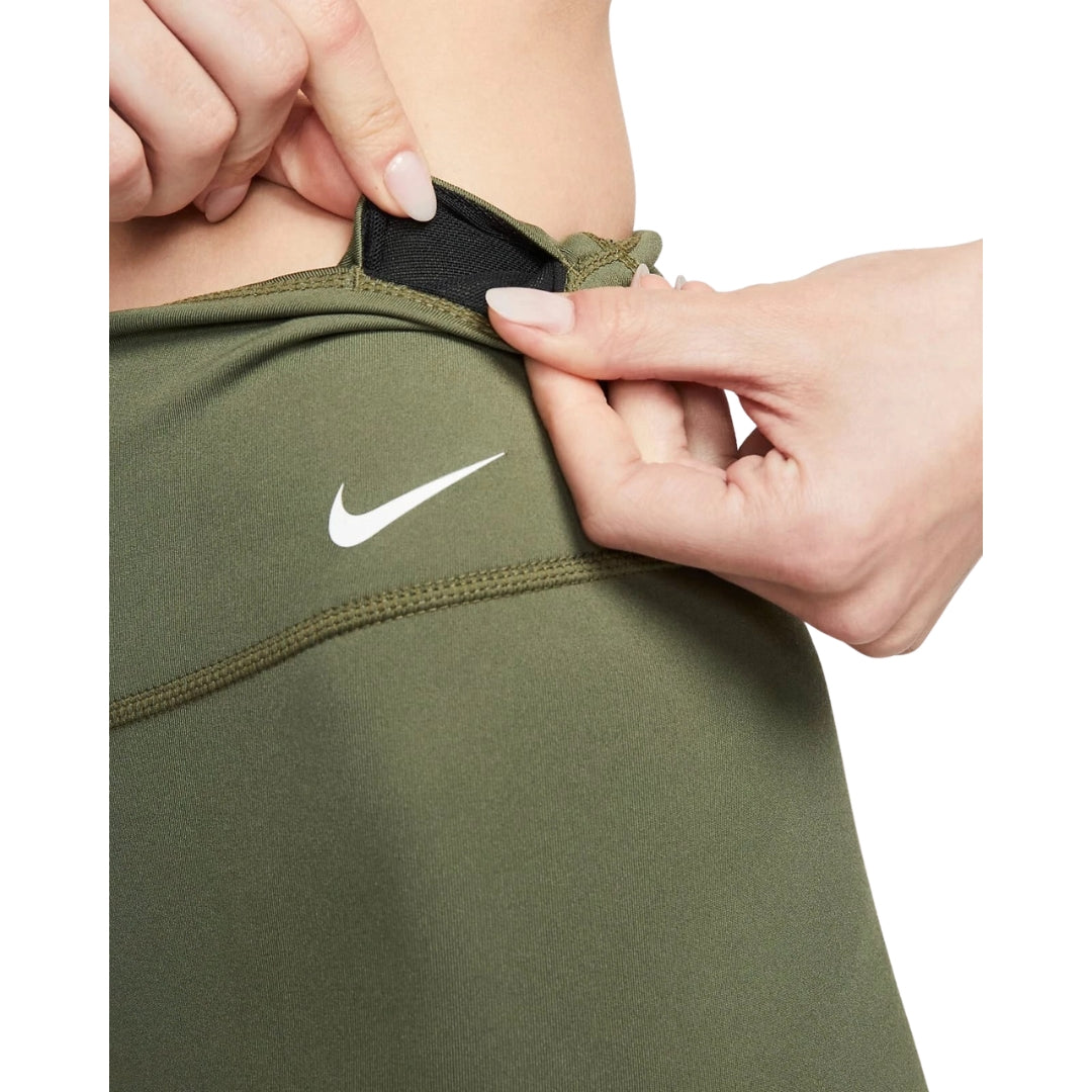 Women's Nike Dri-fit Mid-Rise Brief-Lined Green Shorts S
