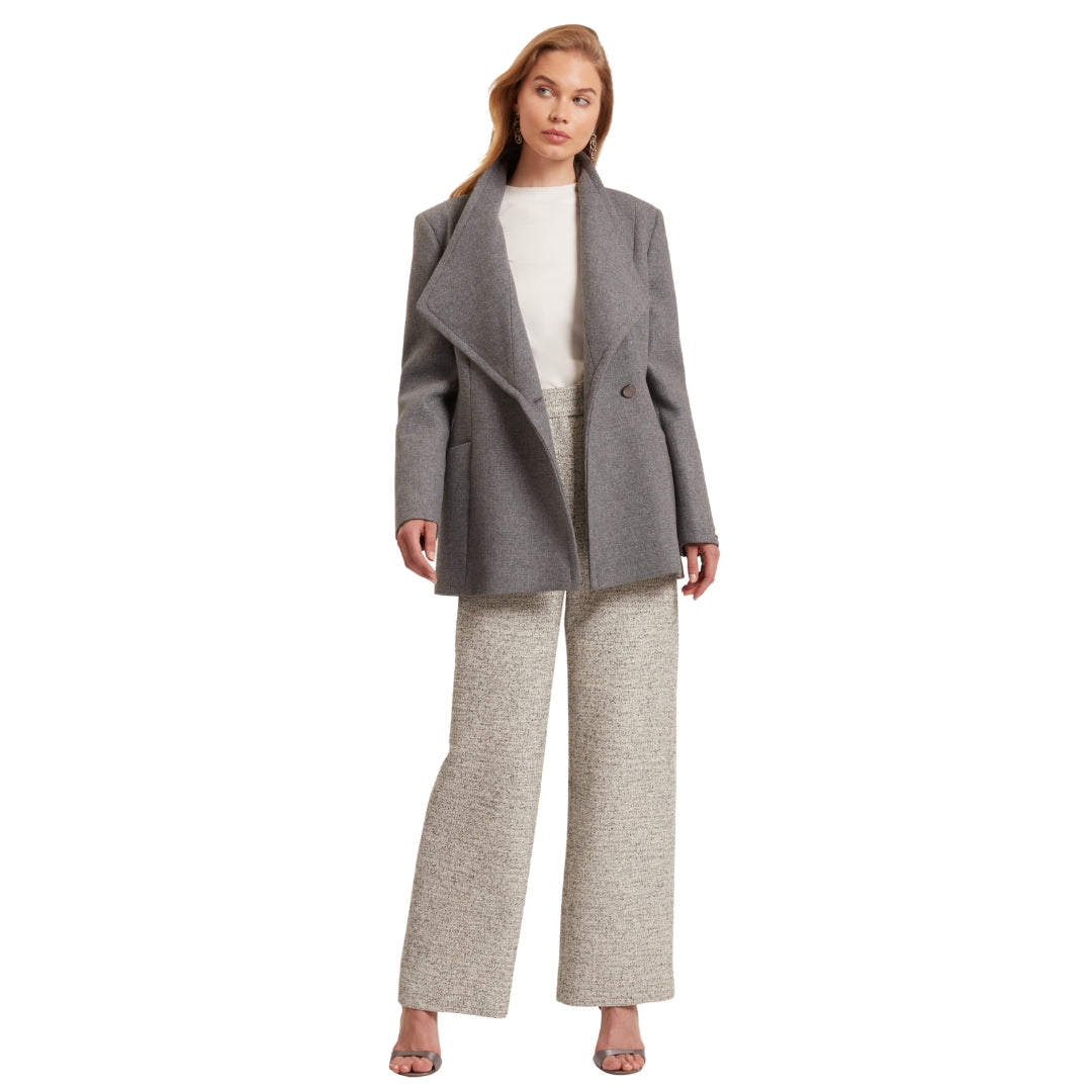 Ted Baker Evigna Double Faced Wool Short Sculpted Charcoal Wrap Coat