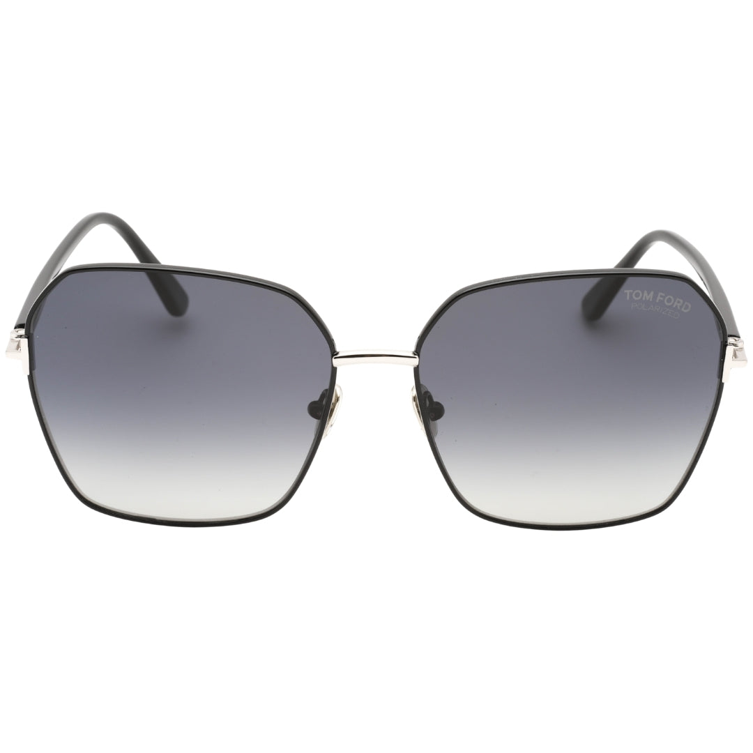 Tom Ford Claudia-02 Smoke Polarized Lens Shiny Black Sunglasses