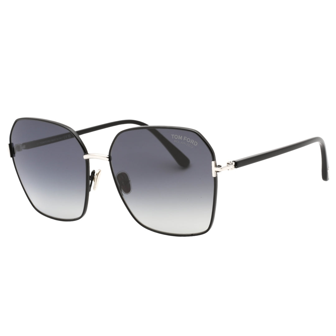 Tom Ford Claudia-02 Smoke Polarized Lens Shiny Black Sunglasses