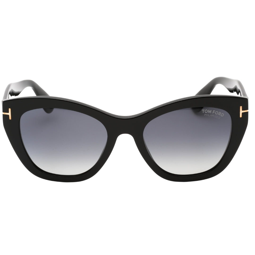 Tom Ford Cara Smoke Polarized Lens Shiny Black Sunglasses