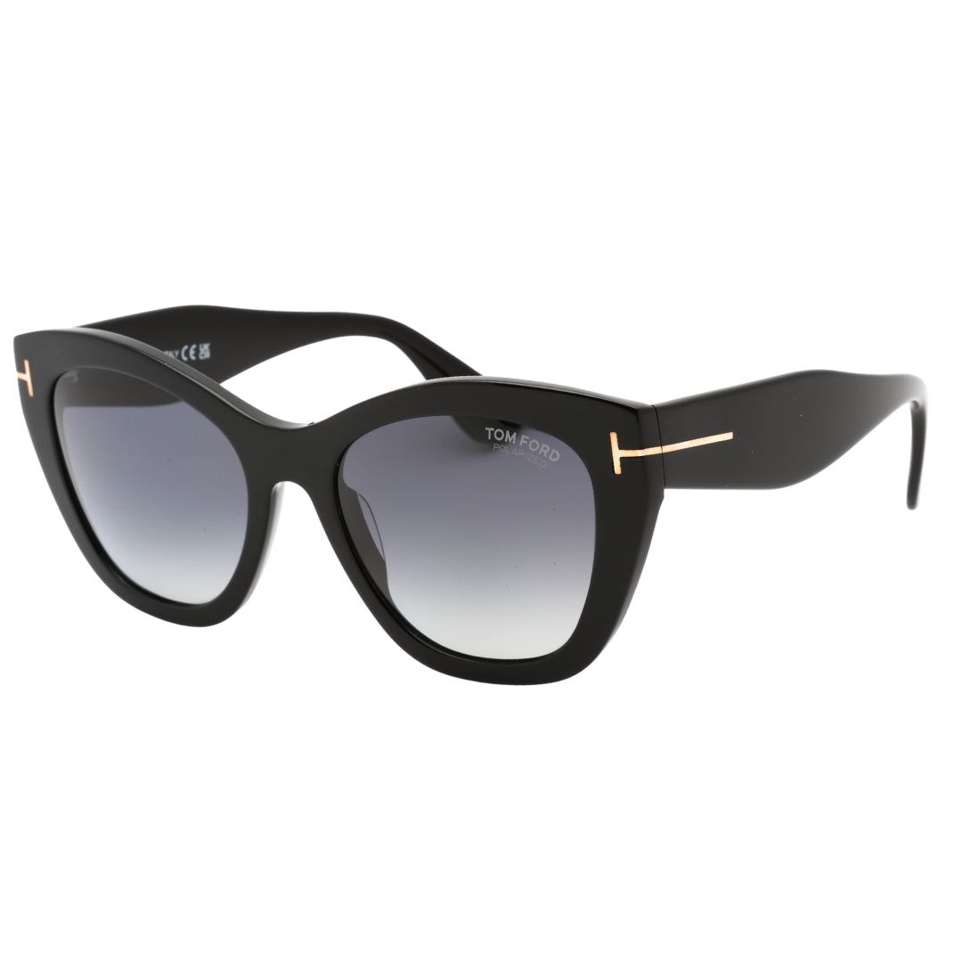Tom Ford Cara Smoke Polarized Lens Shiny Black Sunglasses