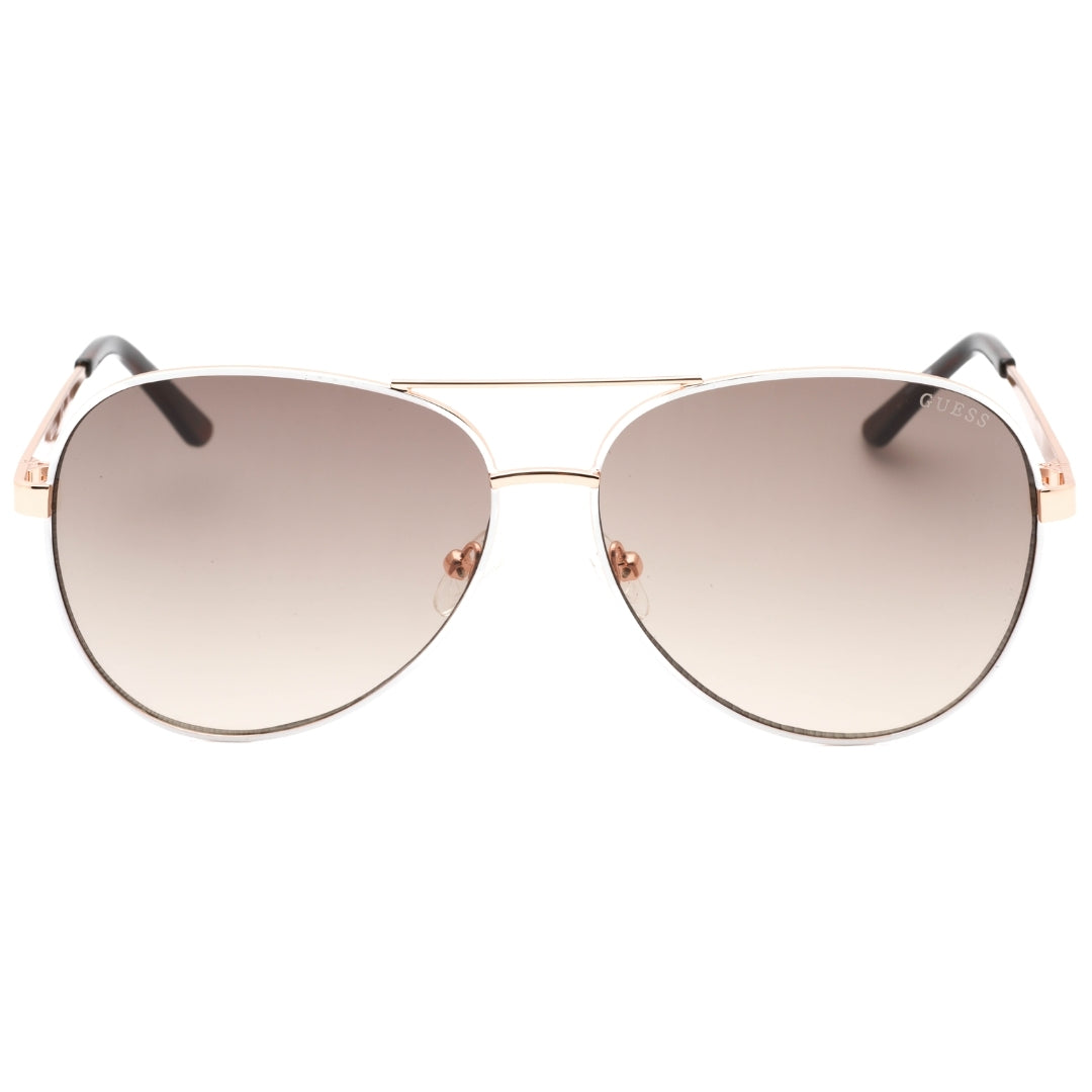 Guess Gradient Brown Lens White Framed Rose Gold Sunglasses