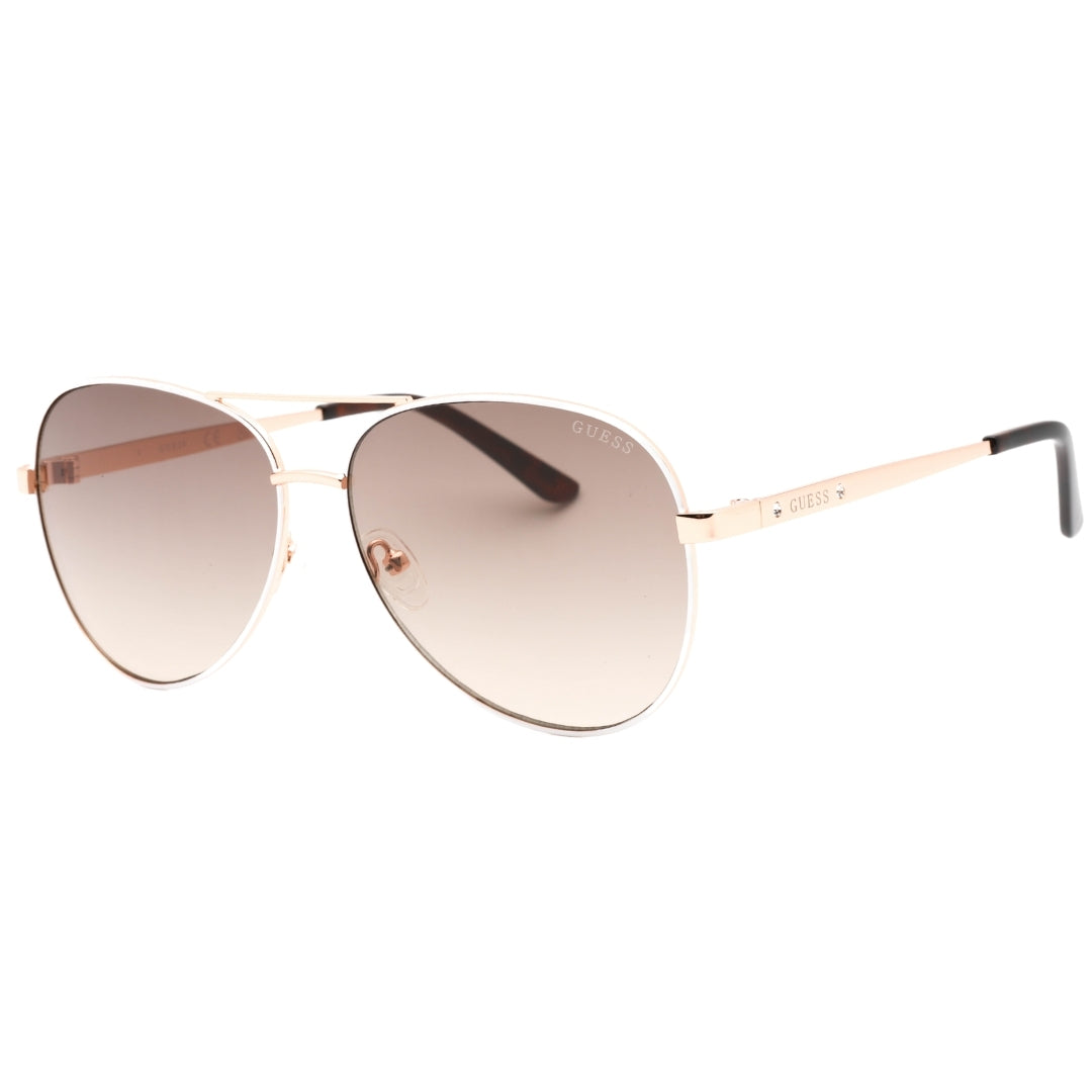 Guess Gradient Brown Lens White Framed Rose Gold Sunglasses