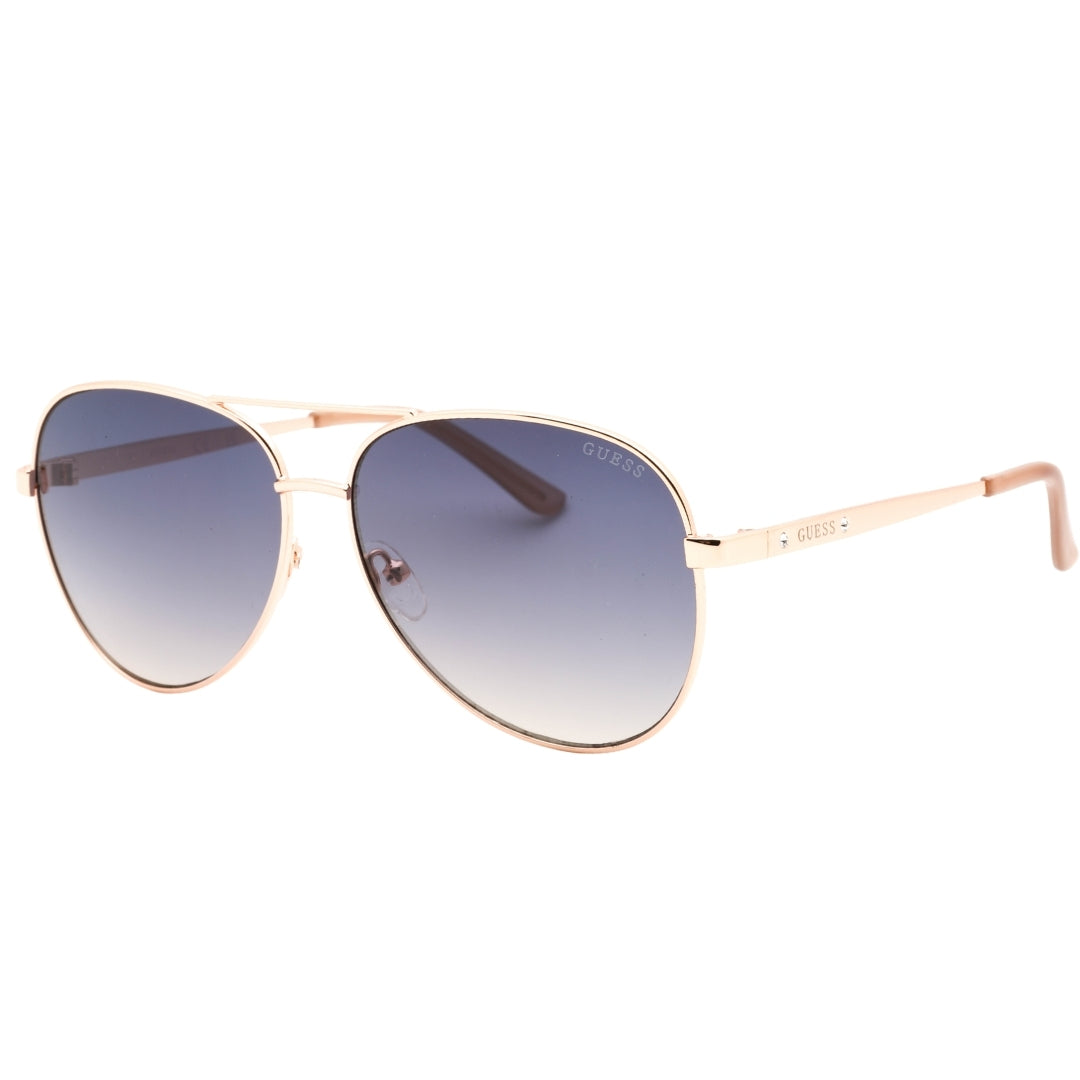 Guess Gradient Blue Lensed Shiny Rose Gold Sunglasses