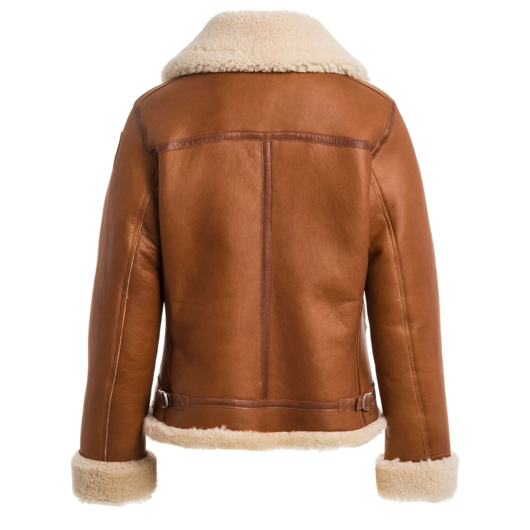 Parajumpers GIALEAN SPECIAL PWJKSE32 537 COGNAC Brown Leather Jacket Womens S