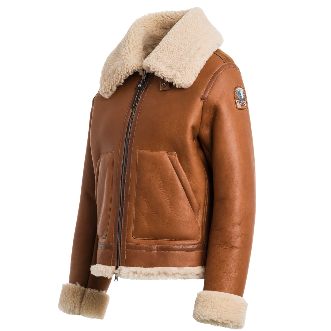 Parajumpers GIALEAN SPECIAL PWJKSE32 537 COGNAC Brown Leather Jacket Womens S