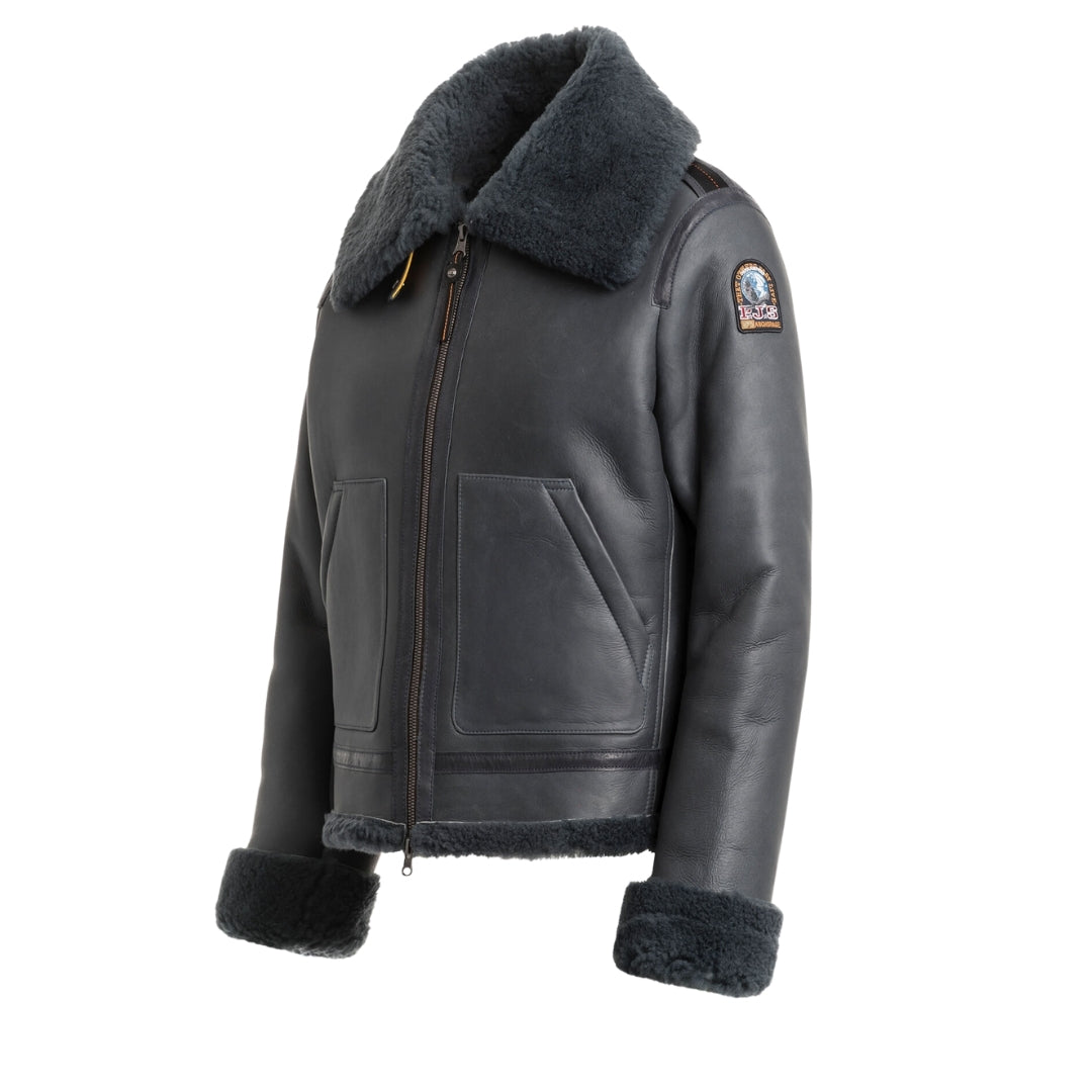 Parajumpers GIALEAN SPECIAL PWJKSE32 736 PHANTOM Dark Grey Leather Jacket Womens S