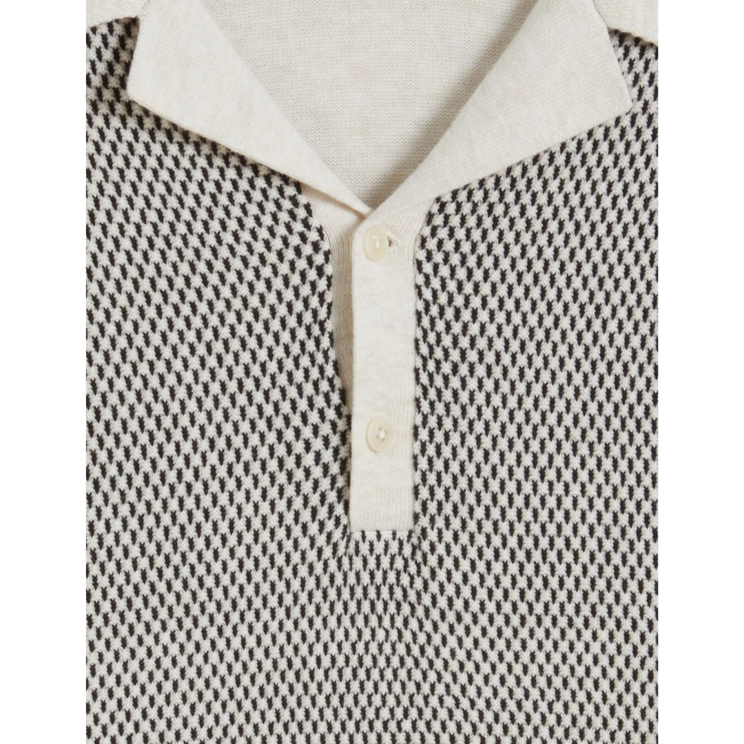 Ted Baker Gregry Small Stitch Natural Knitted Polo Shirt