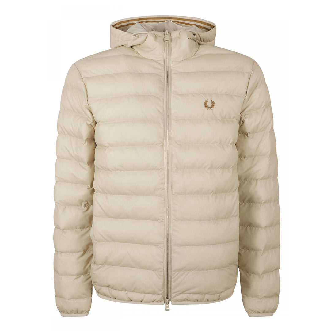 FRED PERRY J4565 691 OATMEAL HOODED INSULATED JACKET XS