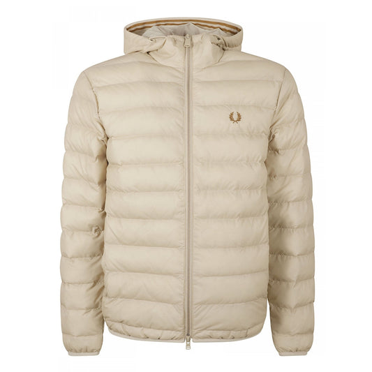 FRED PERRY J4565 691 OATMEAL HOODED INSULATED JACKET XS
