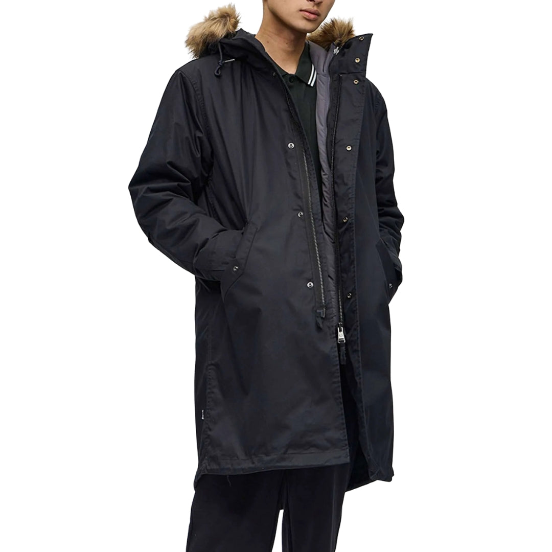 FRED PERRY J6504 184 BLACK 2 In 1 ZIP-IN LINER PARKA M