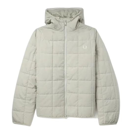 FRED PERRY J6517 P04 LIGHT OYSTER GRID DETAIL INSULATED JACKET S