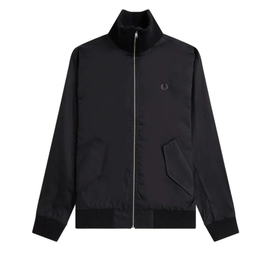 FRED PERRY J6521 102 BLACK KNITTED RIB TENNIS BOMBER XS