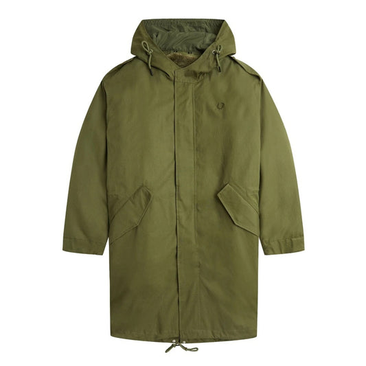 FRED PERRY J6525 Q50 PARKA GREEN FUR LINED PARKA M