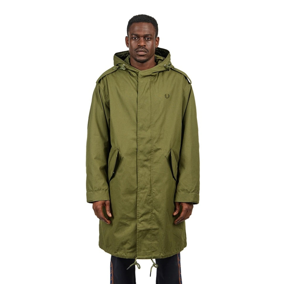 FRED PERRY J6525 Q50 PARKA GREEN FUR LINED PARKA M
