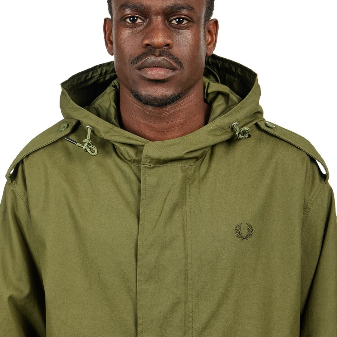 FRED PERRY J6525 Q50 PARKA GREEN FUR LINED PARKA M