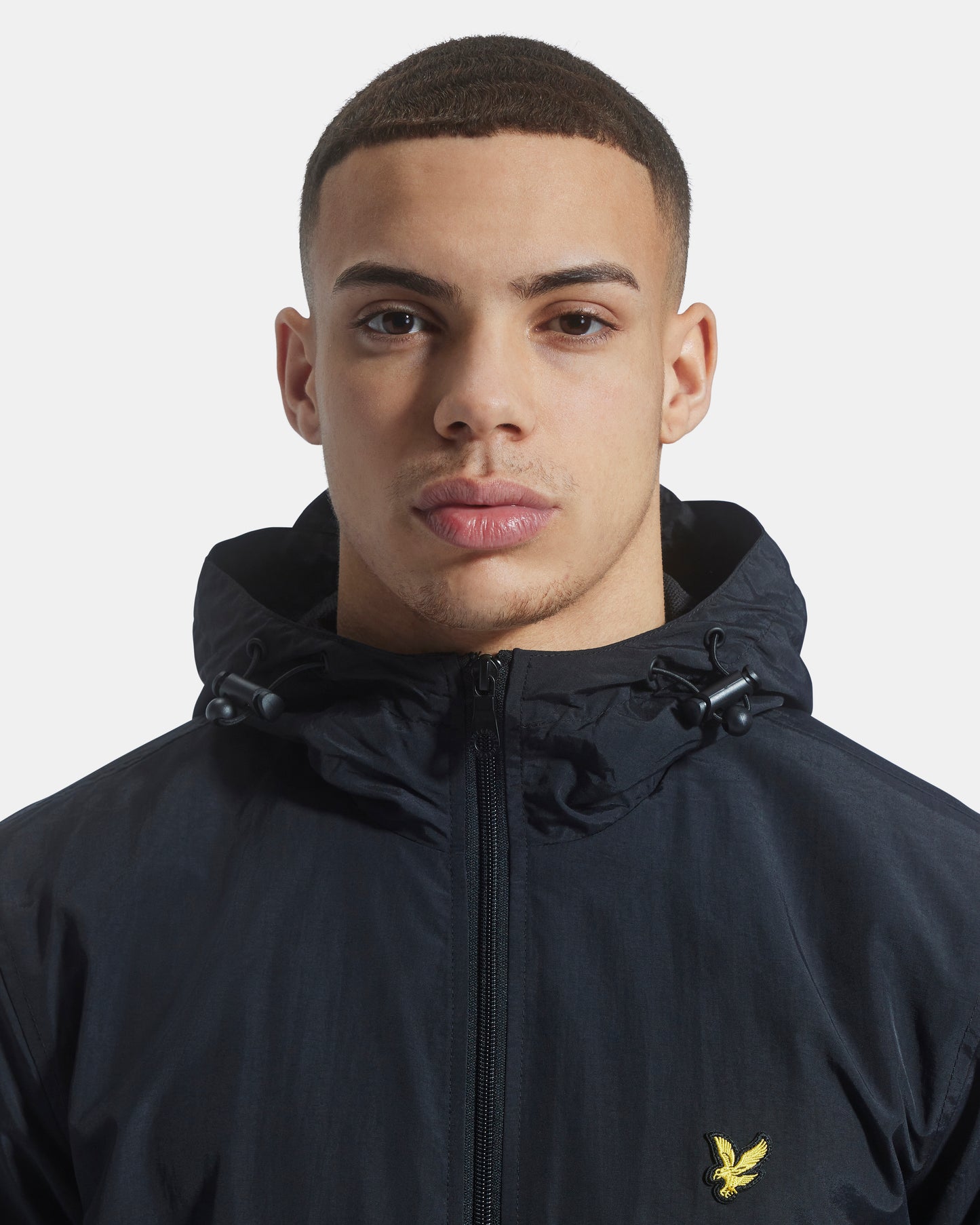 Lyle & Scott Branded Jet Black Hooded Short Lightweight Jacket