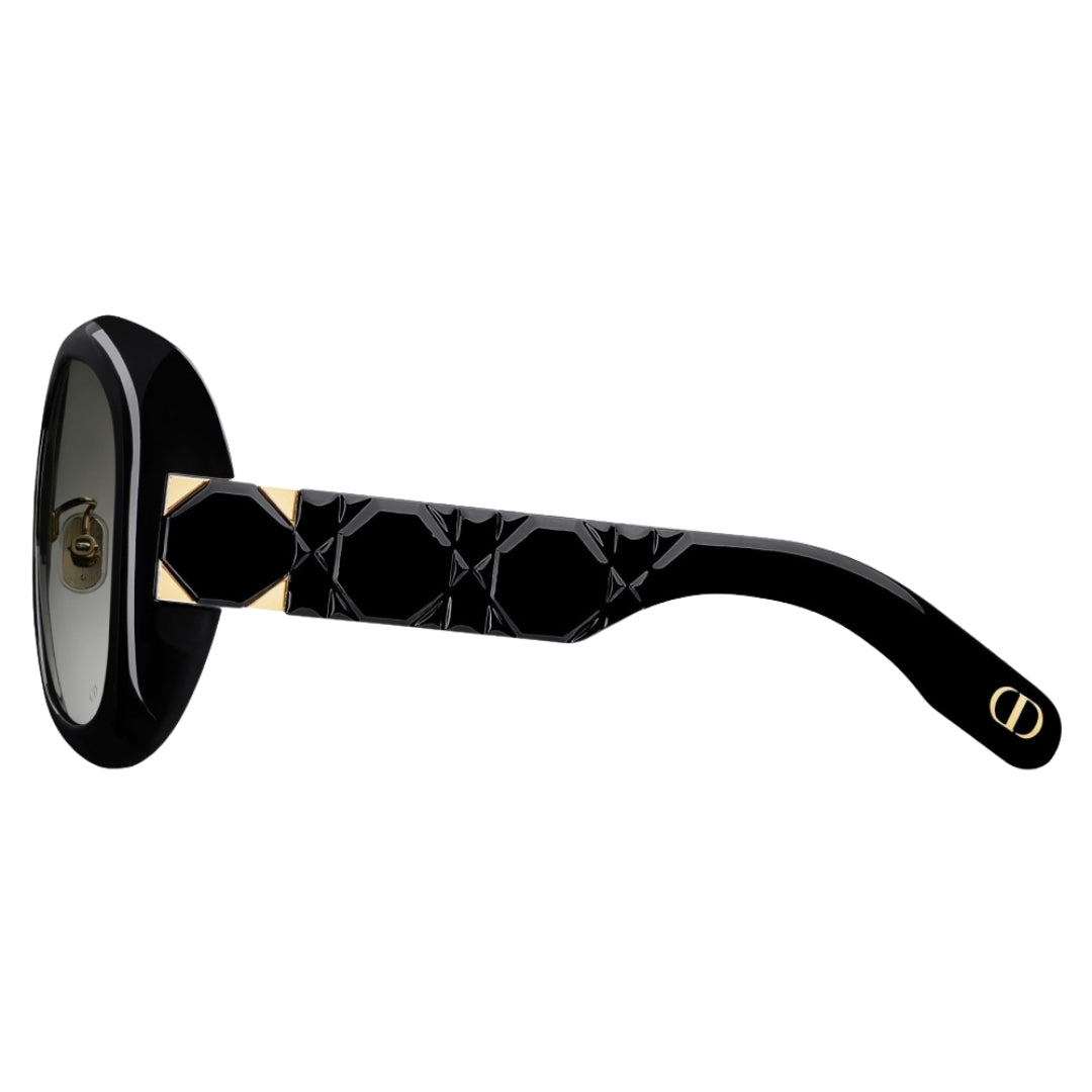 Dior Lady Shiny Black Frame Smoke Grey Lens Sunglasses