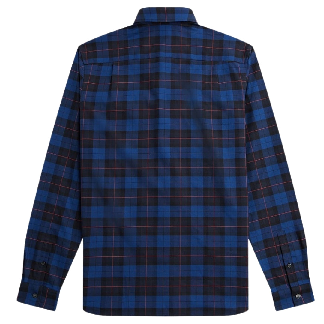 Fred Perry Long Sleeve Navy Blue Tartan Shirt XS