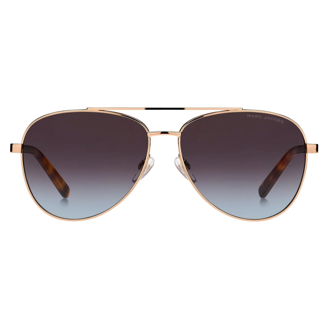 Marc Jacobs Brown Teal Lens Havana Detail Gold Sunglasses One Size