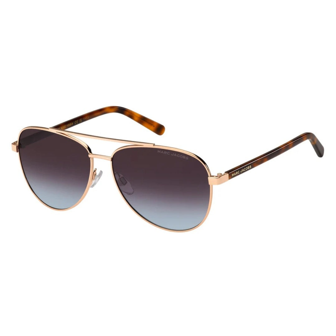 Marc Jacobs Brown Teal Lens Havana Detail Gold Sunglasses One Size