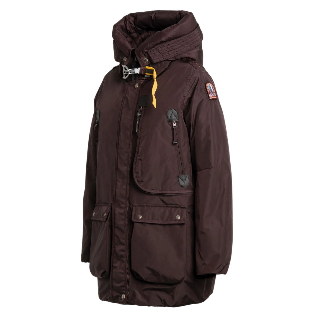 Parajumpers MAUD PWJKMA34 357 OBSIDION Dark Brown Long Down Jacket Womens S