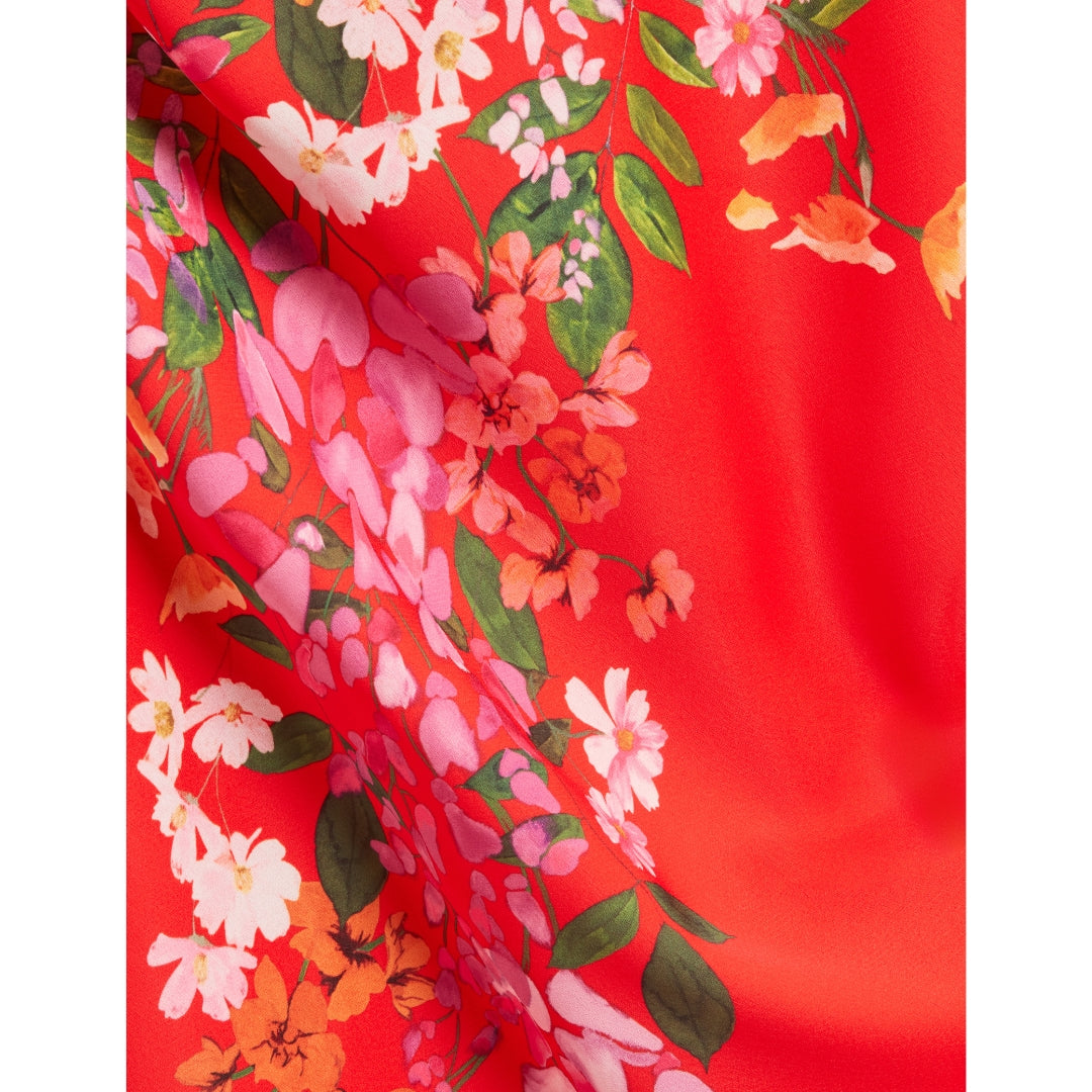 Ted Baker Melmae Printed Scoop Neck Red Slip Dress