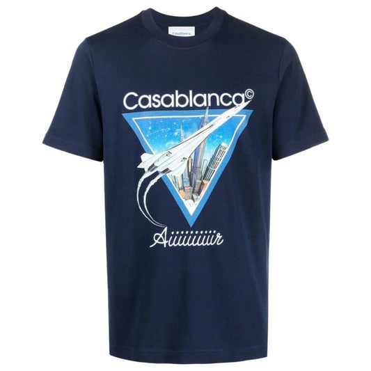 Casablanca Air Concorde Design Navy Blue T-Shirt XS
