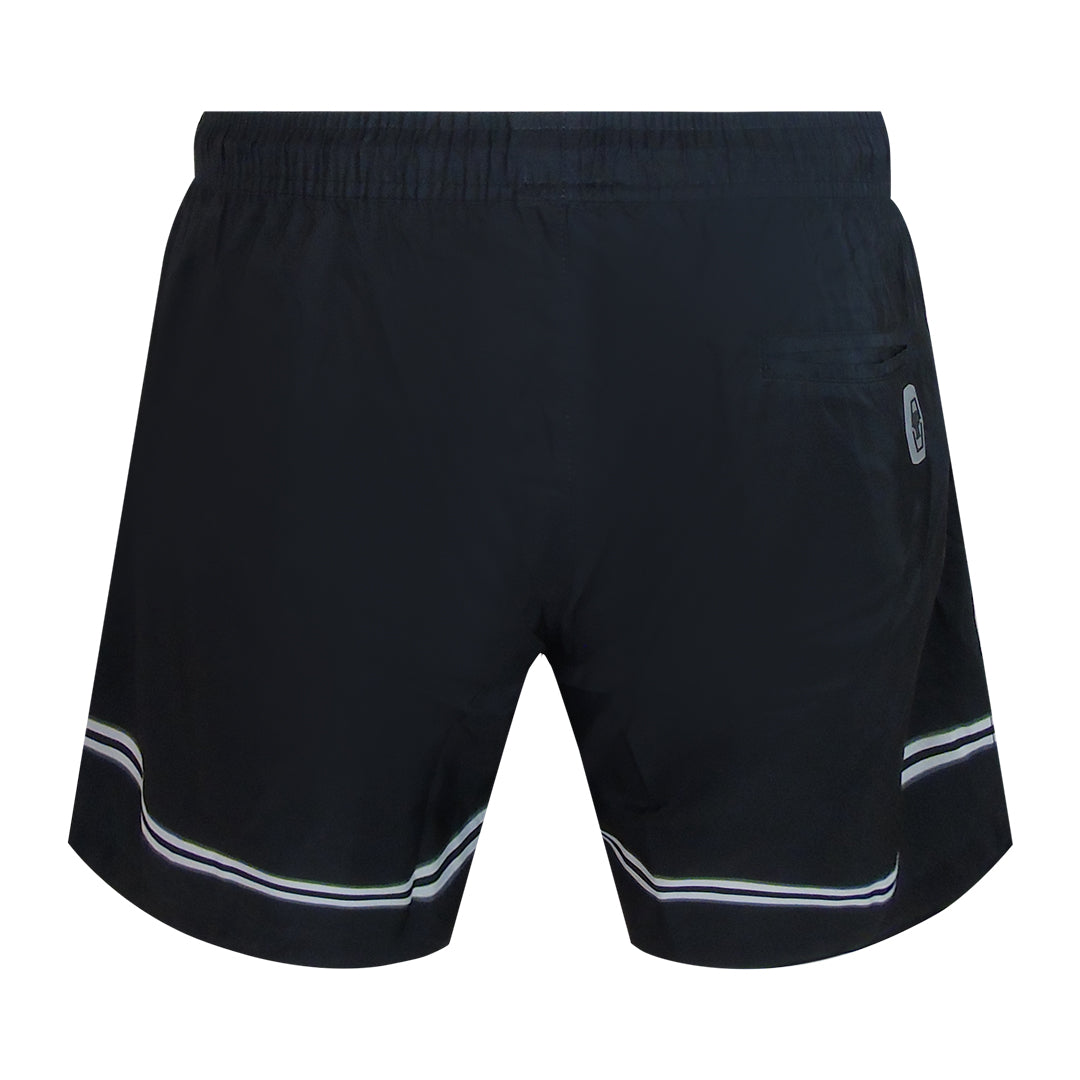 Philipp Plein Striped Logo Medium Boardshort Black Swim Shorts L
