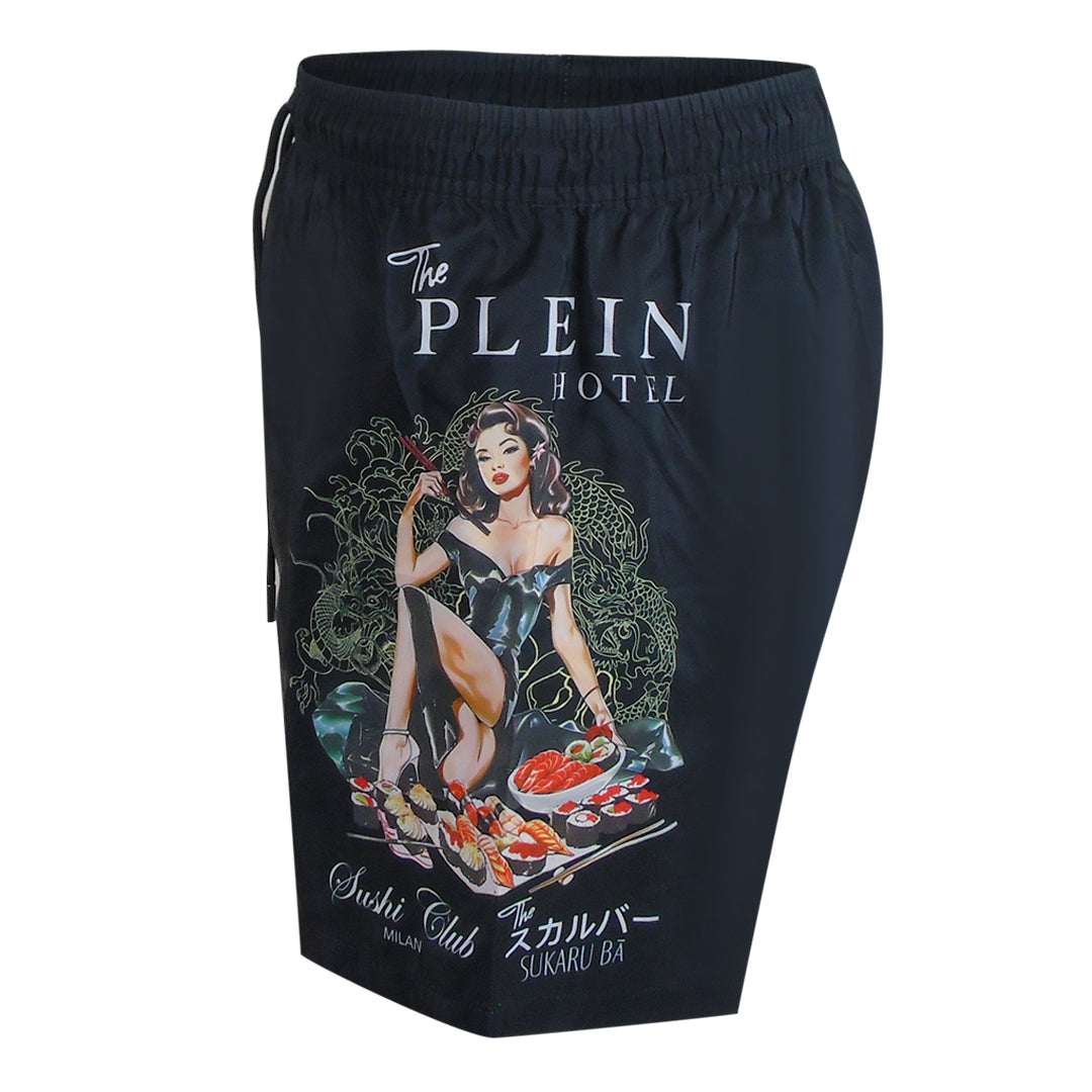 Philipp Plein Pin Up Logo Medium Boardshort Black Swim Shorts L