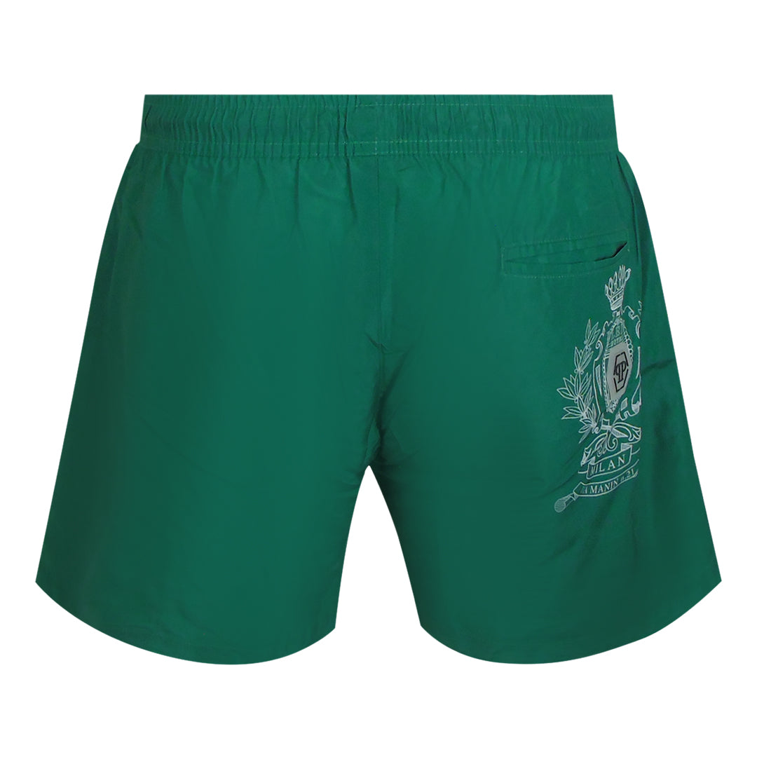 Philipp Plein Teddy Bear Club Logo Medium Boardshort Green Swim Shorts L
