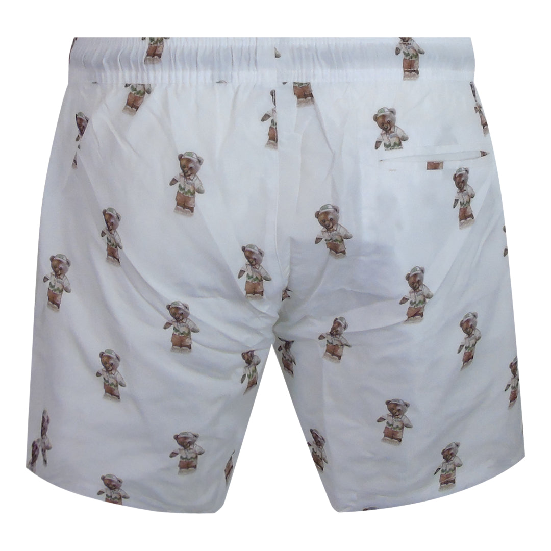Philipp Plein Teddy Logo Medium Boardshort White Swim Shorts L