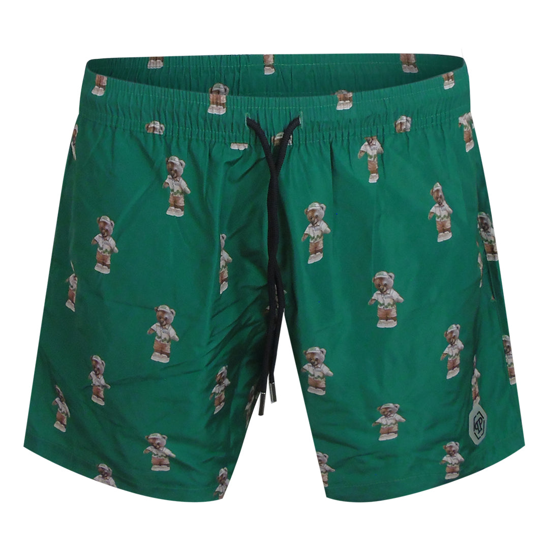 Philipp Plein Teddy Logo Medium Boardshort Green Swim Shorts L