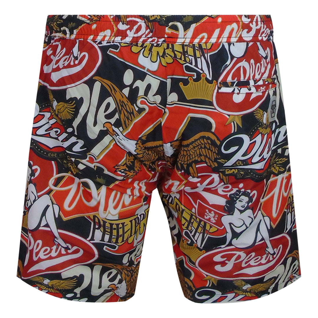 Philipp Plein Eagle Logo Long Boardshort Multicolour Swim Shorts L